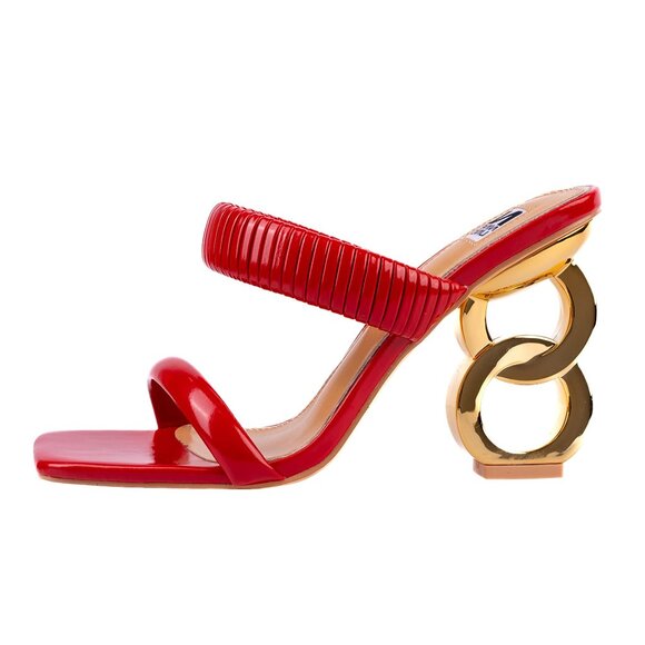 Ninety Union Raddle Metallic Heel Pleaded Two Band Slide, Red, 10 - Picture 1 of 1